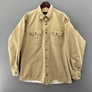 Redhead Mens Khaki Beige Tan Denim Button Down Shirt Shacket Size Large Tall